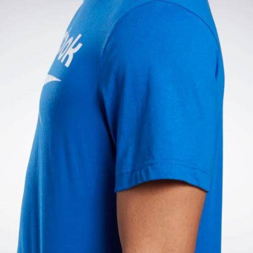 REEBOK Men`s Graphic Series Stacked Tee Humble Blue FP9144 - Size Large
