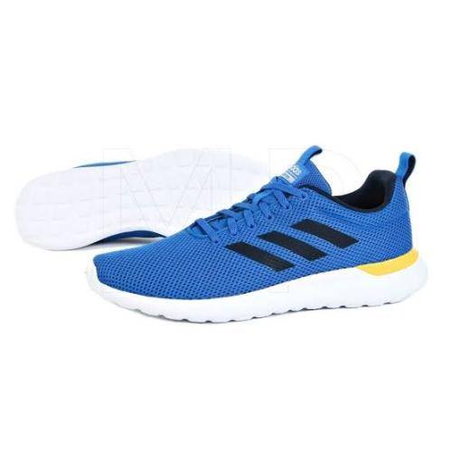 ADIDAS Men`s Lite Racer CLN Sneakers Sky Blue/Navy/ Yellow/White EG3138 - Size 12