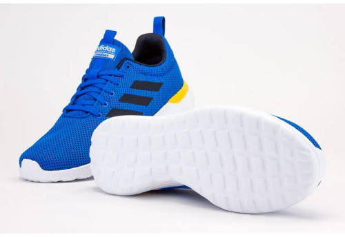 ADIDAS Men`s Lite Racer CLN Sneakers Sky Blue/Navy/ Yellow/White EG3138 - Size 12