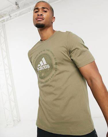 ADIDAS Men`s Universal Emblem Graphic Tee Cargo EW2871 - Size Large