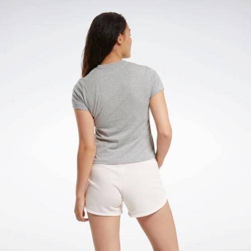 REEBOK Women`s Training Essentials Textured Tee Medium Grey Heather FT0891 - Size Medium