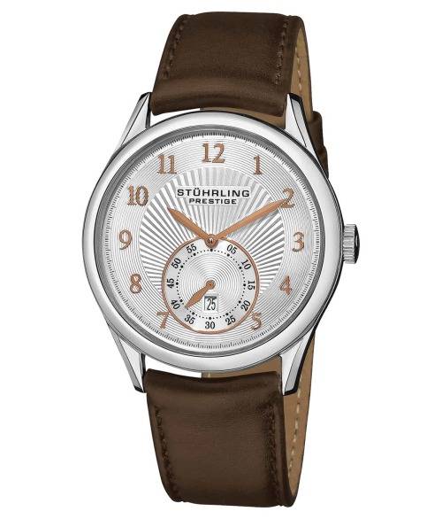 *Retail R10610*  STUHRLING Men`s Prestige 171B3 331K2 Swiss Adamant Auto Date Brown Strap Watch