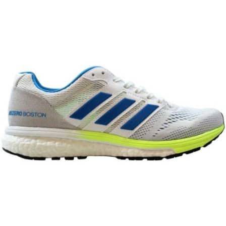 Adidas Women`s Adizero Boston 7 Shoes B37385 Cloud White/Shock Cyan/Hi-Res Yellow - Size 4