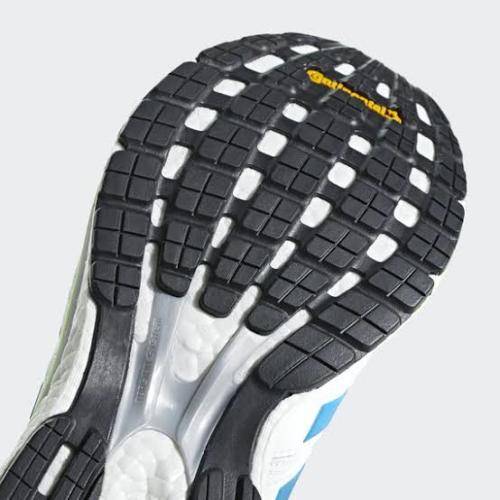 Adidas Women`s Adizero Boston 7 Shoes B37385 Cloud White/Shock Cyan/Hi-Res Yellow - Size 4