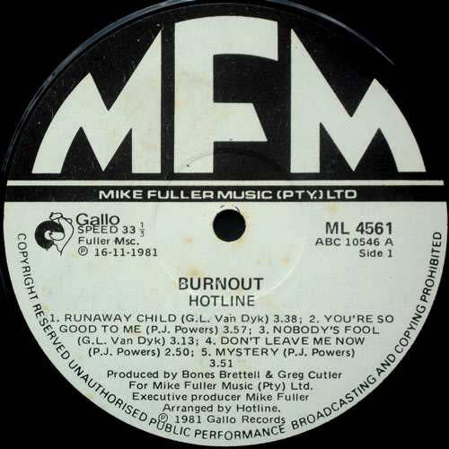 Hotline  Burnout -  MFM - ML 4561 (VG)(VG)