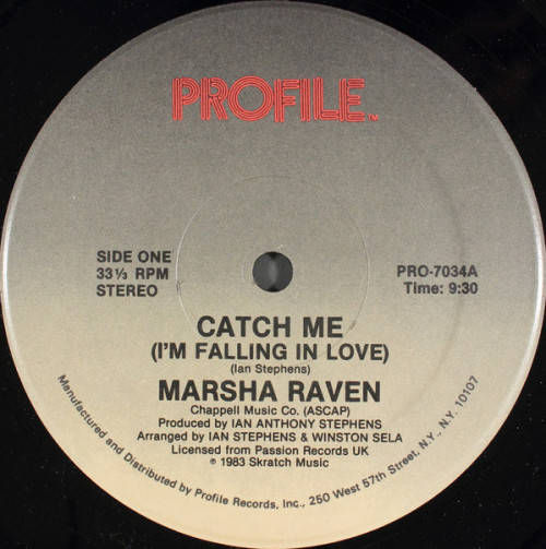 Marsha Raven  Catch Me (I`m Falling In Love) -  Profile Records  PRO-7034 -12` Maxi (VG)(VG)