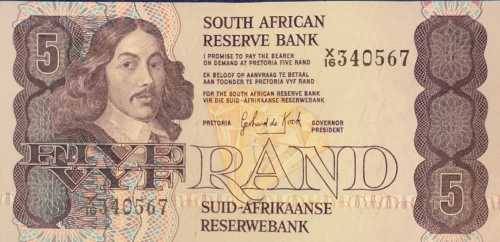 South African Reserve Bank FIVE RAND note, REPLACEMENT note, Gerhard de Kock