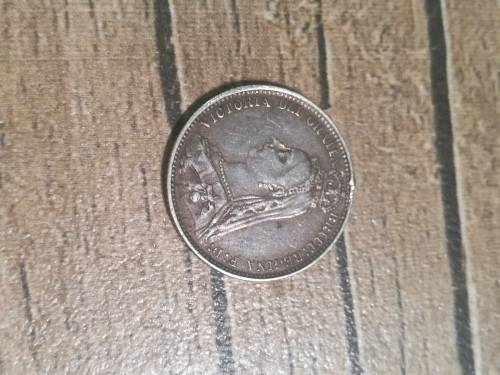 British six pence coin , 1887