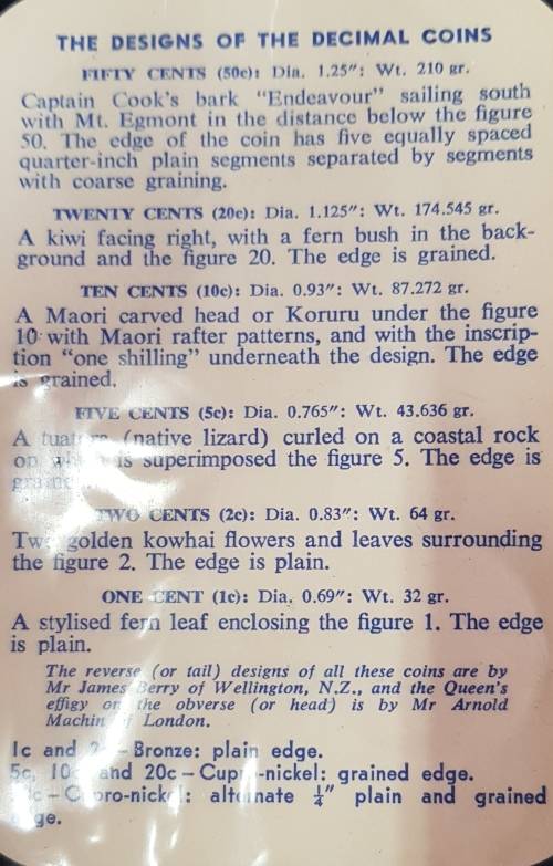 NEW ZEALAND DECIMAL COINS,10TH JULY 1967