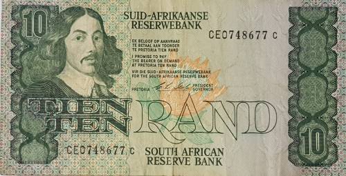SOUTH AFRICAN TEN RAND BANKNOTE,CL STALS,CEO748677 C