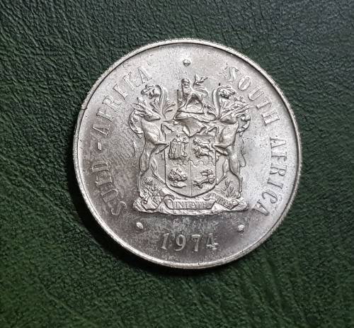 SOUTH AFRICAN ONE RAND COIN,1974