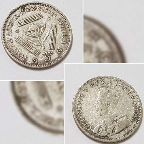 SOUTH AFRICAN THREEPNENS COIN,1933