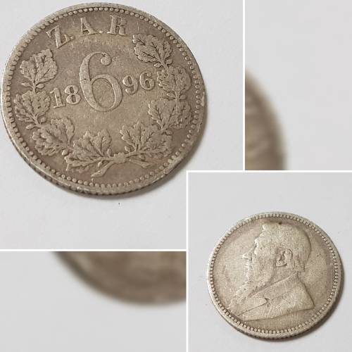 Z.A.R SIXPENCE COIN,1896