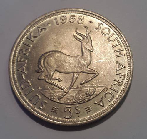 1958 SOUTH AFRICA 5 SHILLINGS - SILVER - UNION OF SOUTH AFRICA