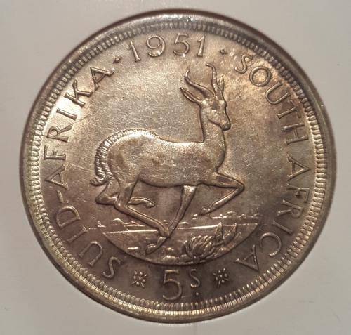1951 SOUTH AFRICA 5 SHILLINGS - SILVER - UNION OF SOUTH AFRICA