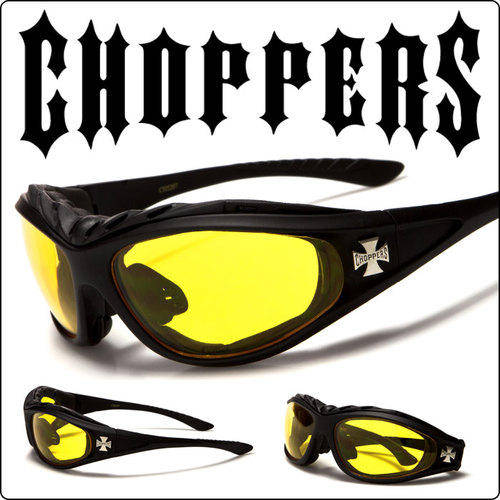 Chopper Motorcycle Goggles Yellow Night Lens Sunglasses