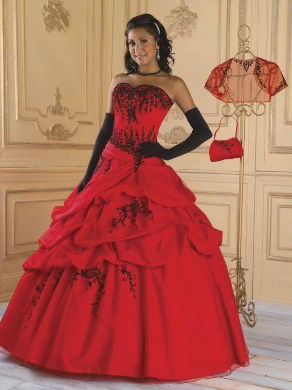 Red and Black Embroidery Matric Farewell /  Party Gown Evening Dress Size 10