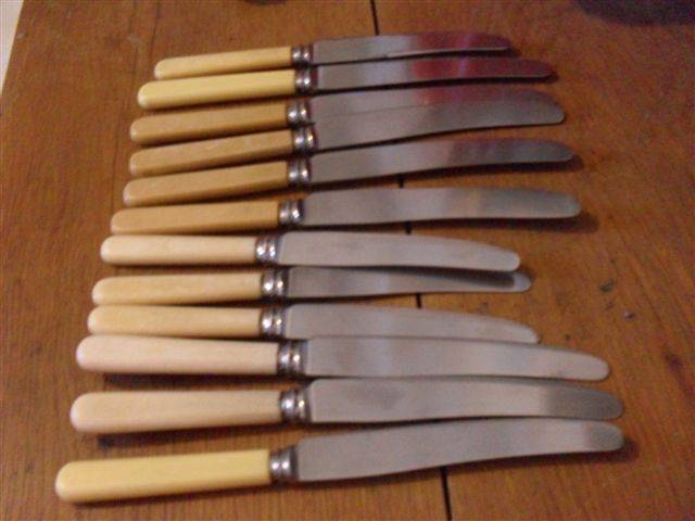 12 VARIOUS VINTAGE BONE HANDLE KNIVES.....