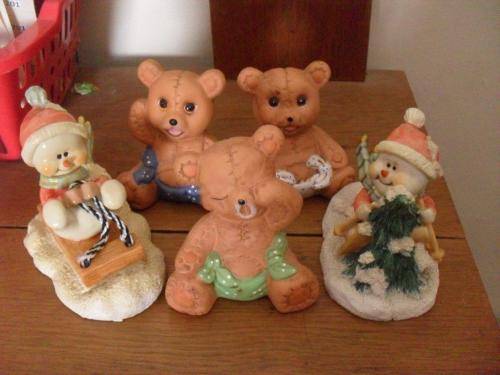 TOO SWEET.....3 X TEDDIES AND 2 X SNOWMEN....