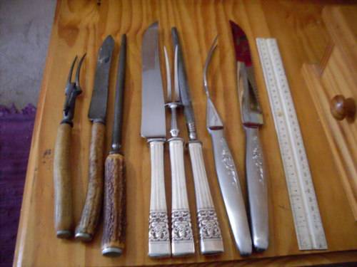 A COLLECTION OF VINTAGE CARVING  SETS...SEE PICS