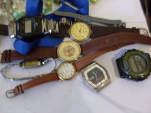 SOME COSTUME AND VINTAGE JEWELLERY + SOME WATCHES