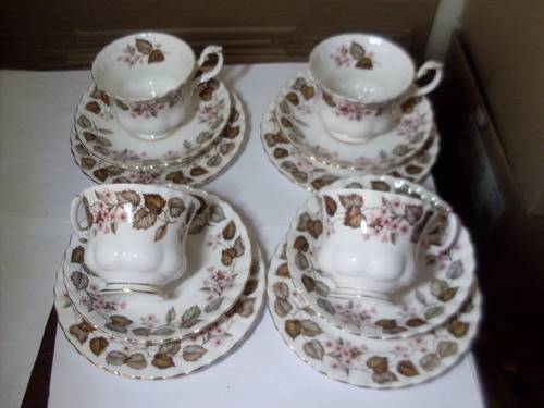 4 X STUNNING ROYAL ALBERT LINDEN LEA TRIOS HERE..ALL FOR 1 BID