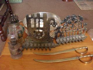 2 X BRASS SWORD LETTER OPENERS AND EPNS BOWL AND MORE !!!!!!