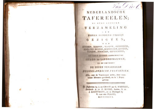 Nederlandsche tafereelen, of eene keurige verzameling van negen honderd fraaije gezigten...1792