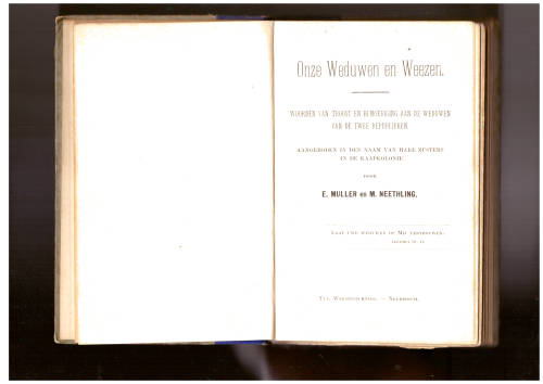 Onze Weduwen en Weezen, woorden van troost enen bemoediging aan de weduwen van de twee republieken