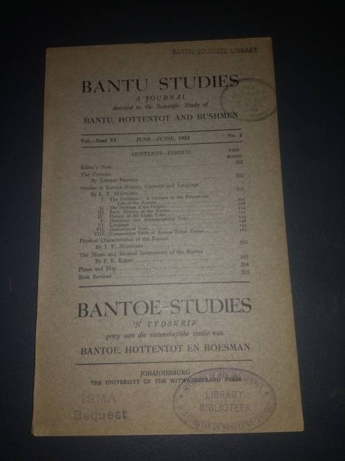 Bantu Studies A Journal, June 1932