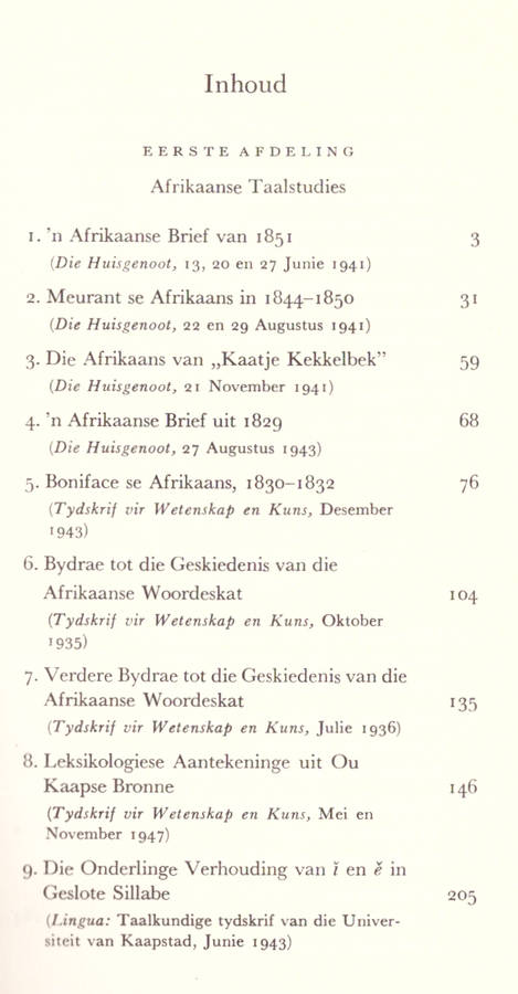 Afrikaans uit die vroeë tyd, Studies oor die Afrikaanse taal en literêre volkskultuur van voor 1875