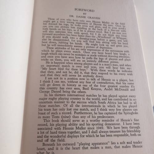 Tot Siens to Test Rugby : Hennie Muller