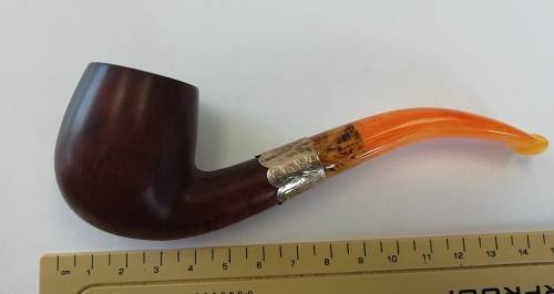 RARE AND COLLECTABLE SILVER MOUNTED SMOKING PIPE CIRCA 1902 WITH FITTED CASE