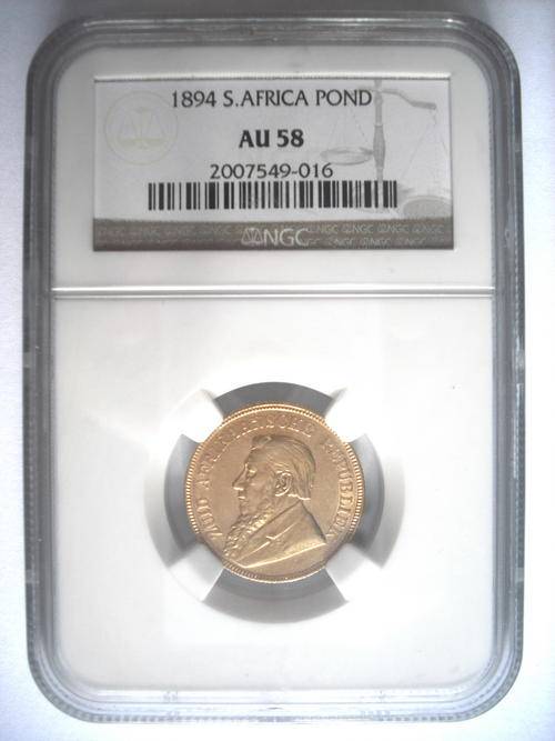1894 SOUTH AFRICA POND - GRADED NGC AU58 ! ! !