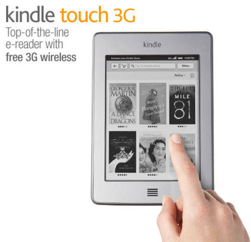 Kindle Touch + Free 3G + Wi-Fi, 6" E Ink Display, 3G Works Globally