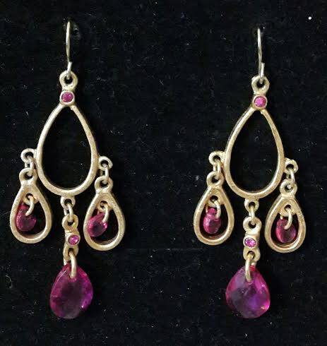 *Cheap shipping* pink and gold chandelier earrings