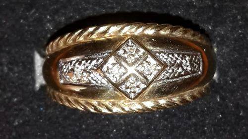 Solid 9 ct gold and diamond ring
