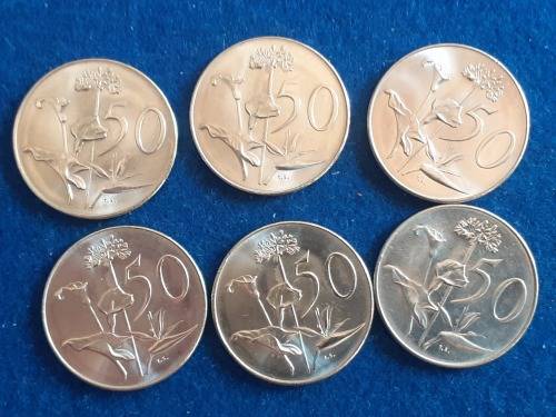 2 AFRKAANS & 4 ENGLISH 50 CENT DATED 1966