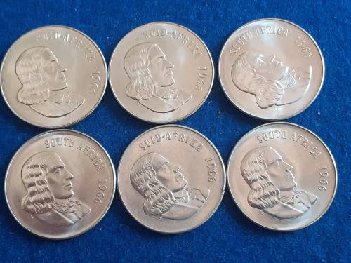 2 AFRKAANS & 4 ENGLISH 50 CENT DATED 1966