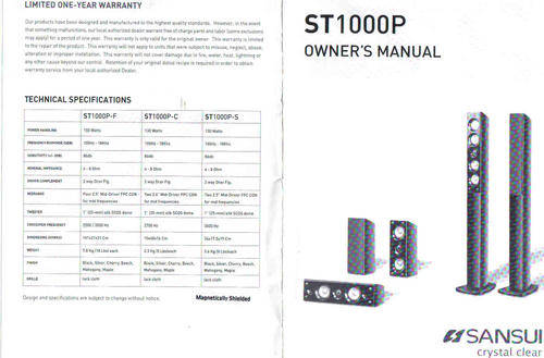 SANSUI SPEAKERS ST1000P