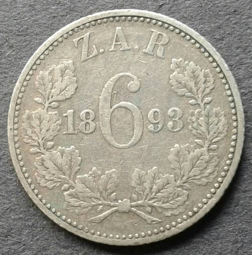 1893 ZAR 6 PENCE : LOW MINTAGE