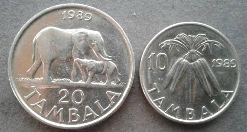 1989 MALAWI 20 & 10 TAMBALA PAIR