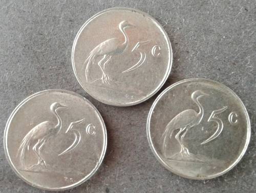 1965 , 66 & 67 RSA 5 CENT TRIO : VERY FINE