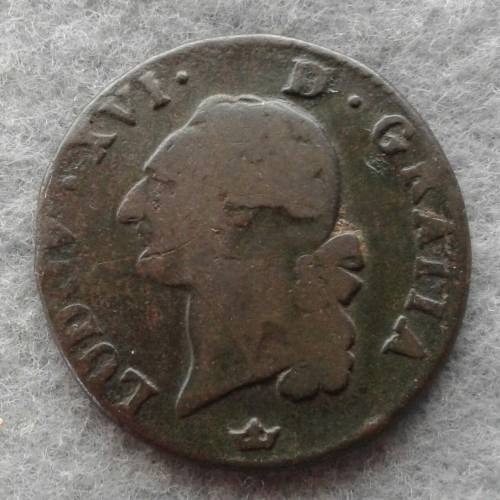 1784 FRANCE LOUIS XVI 1 SOL KM#578.1 TOULOUSE