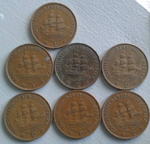 1934 - 1940 SAU 1 PENNY COLLECTION