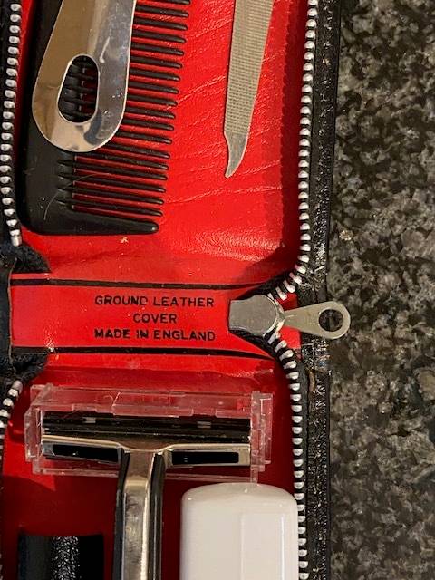 Men's Black Leather Grooming Travel Kit