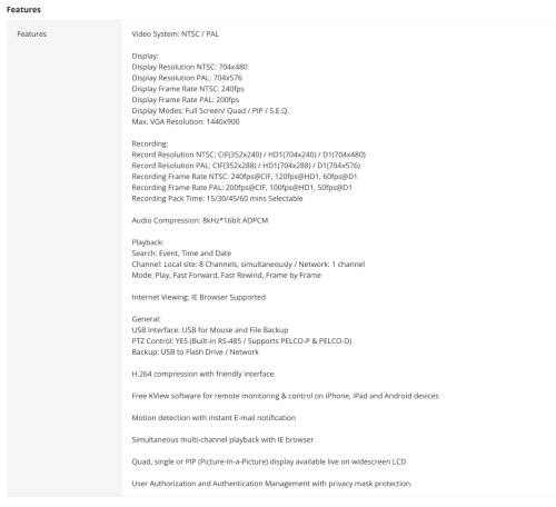 Kguard 8 Channel H.264 CCTV DVR Recorder