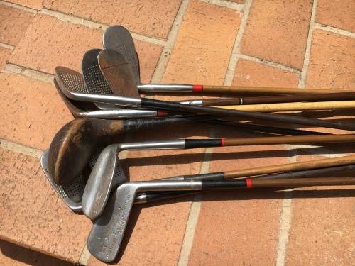 Vintage / Antique golf clubs - collector or mancave novelty - 10 clubs