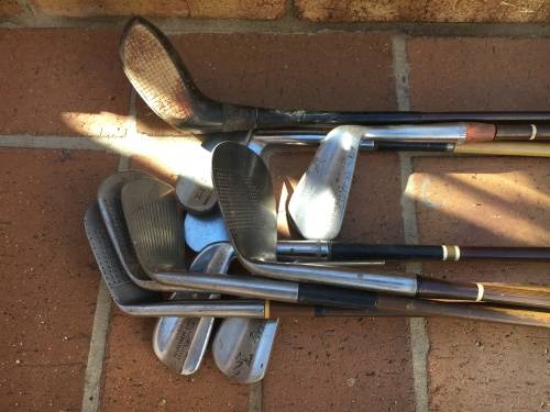 Vintage / Antique golf clubs - collector or mancave novelty - 10 clubs
