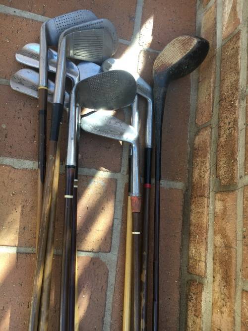 Vintage / Antique golf clubs - collector or mancave novelty - 10 clubs